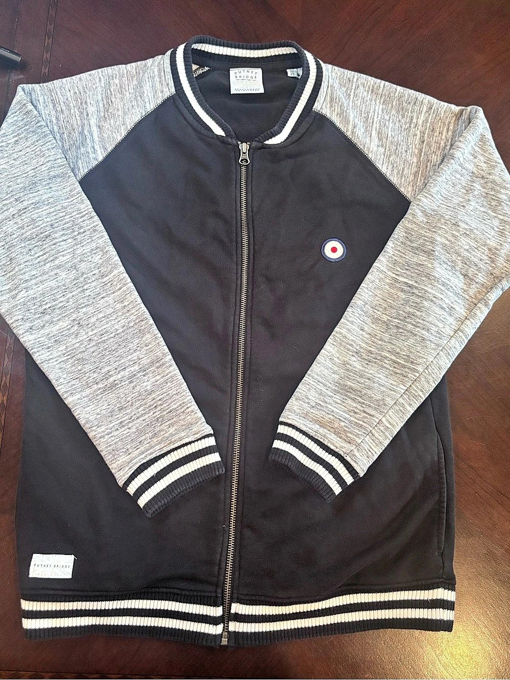Putney Bridge Mens Medium Black Gray Full Zip Varsity Track Jacket Mod Target